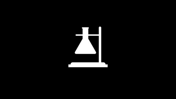 Weißes Symbol Des Becherglases Auf Schwarzem Hintergrund Durchführung Von Experimenten — Stockvideo