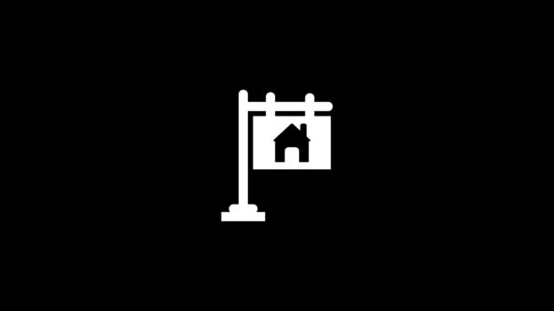 Біла Ікона Знака Ріелтора Чорному Тлі Ріелтор Знак Продажу Вдома — стокове відео