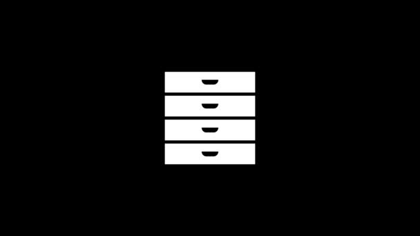 Біла Ікона Ящиків Чорному Тлі Зберігання Речей Будинку Динамічні Кадри — стокове відео