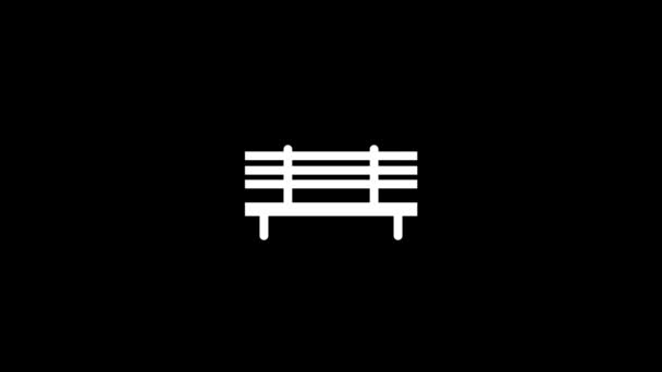 Біла Ікона Лавки Чорному Тлі Відпочинь Парку Динамічні Кадри Вашого — стокове відео
