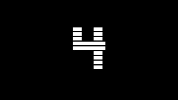 Белая Икона Четырех Черном Фоне Простые Цифры Подсчета Спортивных Достижений — стоковое видео