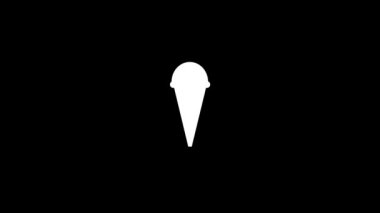Siyah arka planda beyaz dondurma ikonu. Parktaki şekerler. Projeniz için dinamik tarzda görüntüler. Hareket grafikleri ve birleşikliği için 4K video animasyonu