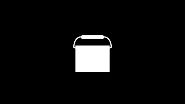 White Icon Bucket Black Background Preparation Repair Work Dynamic Style — Stock Video