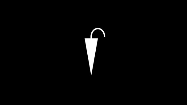 Bílá Ikona Deštníku Černém Pozadí Ochrana Proti Dešti Záběry Dynamického — Stock video
