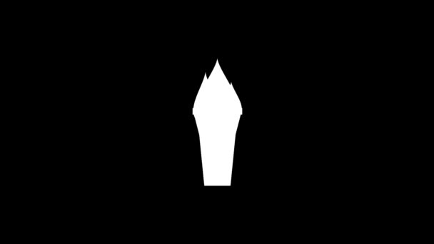 Λευκή Εικόνα Πυρσού Μαύρο Φόντο Ολυμπιακοί Αθλητές Φωτιάς Δυναμικό Υλικό — Αρχείο Βίντεο