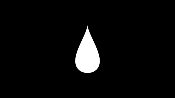 Biała Ikona Kropli Czarnym Tle Logo Twojej Kampanii Dynamiczny Materiał — Wideo stockowe