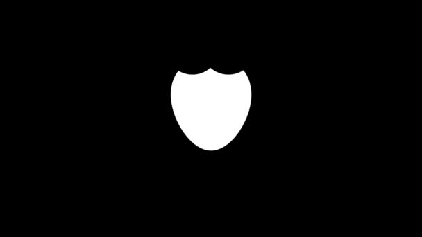 Icono Blanco Escudo Sobre Fondo Negro Proteger Ordenador Los Virus — Vídeo de stock