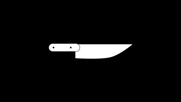 黒の背景にナイフの白いアイコン 夕食の料理だ プロジェクトのダイナミックスタイル映像 モーショングラフィックスと合成のための4Kビデオアニメーション — ストック動画