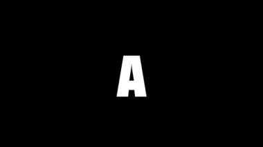 Siyah arka planda A 'nın beyaz simgesi. Amerikan alfabesi. Yazmak için İngilizce. Projeniz için dinamik tarzda görüntüler. Hareket grafikleri ve birleşikliği için 4K video animasyonu