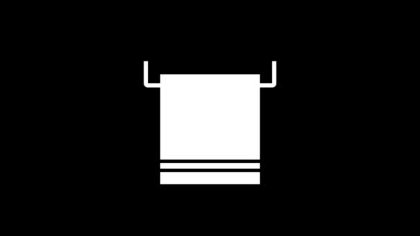 Weißes Handtuch Symbol Auf Schwarzem Hintergrund Körperpflege Dynamisches Filmmaterial Für — Stockvideo