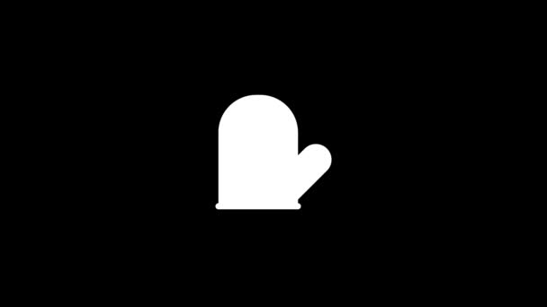 Biała Ikona Rękawicy Czarnym Tle Naczynia Kuchenne Dynamiczny Materiał Filmowy — Wideo stockowe