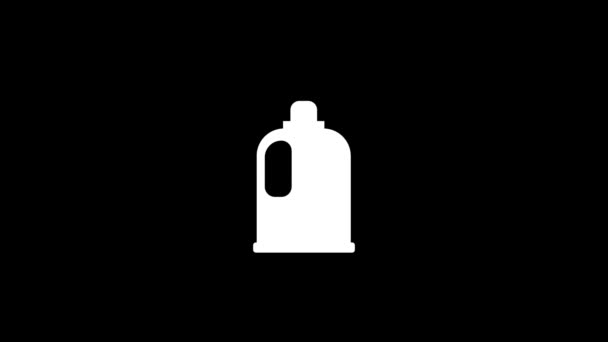 黒い背景に白い瓶のアイコン 床掃除機 プロジェクトのダイナミックスタイル映像 モーショングラフィックスと合成のための4Kビデオアニメーション — ストック動画