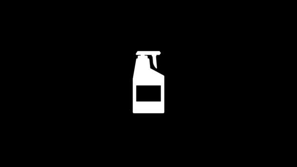 Biała Ikona Opryskiwacza Pojawia Się Czarnym Tle Spray Mycia Okien — Wideo stockowe