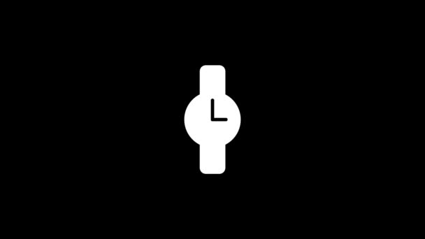 Wit Pictogram Van Horloge Een Zwarte Achtergrond Mechanisch Horloge Met — Stockvideo