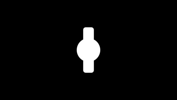 Белая Икона Часов Черном Фоне Цифровые Часы Руках Динамический Стиль — стоковое видео