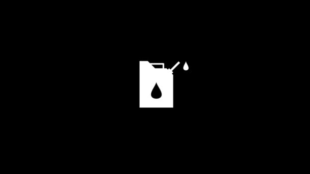 Siyah Arka Planda Beyaz Teneke Kutu Simgesi Petrol Ürünlerinin Depolanması — Stok video