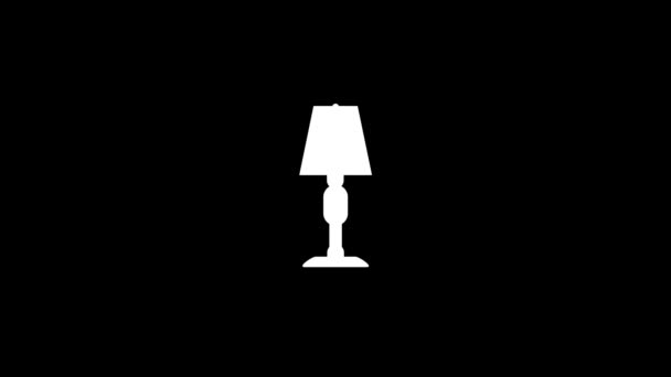 黒の背景にランプの白いアイコン 夜は部屋の照明 プロジェクトのダイナミックスタイル映像 モーショングラフィックスと合成のための4Kビデオアニメーション — ストック動画