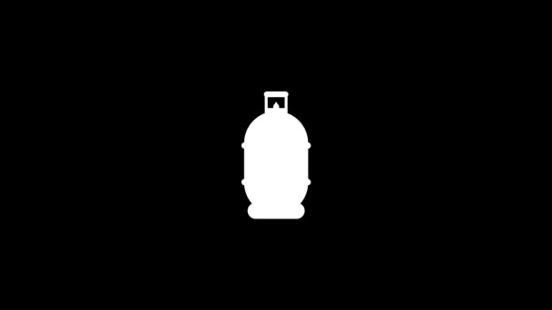 Белая Икона Бочки Черном Фоне Баллон Хранения Газа Динамический Стиль — стоковое видео