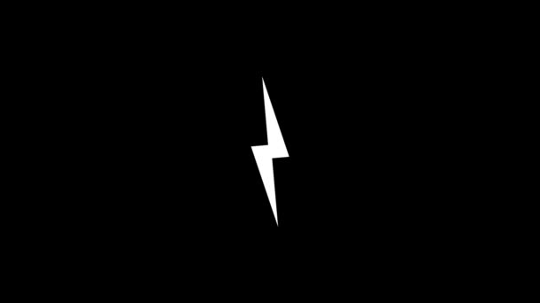 White Icon Lightning Black Background Energy Lightning Discount Mark Dynamic — Stock Video