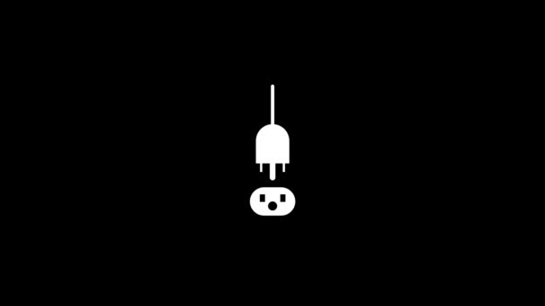 Siyah Arka Planda Beyaz Fiş Oyun Ikonu Elektrik Teçhizatının Ana — Stok video