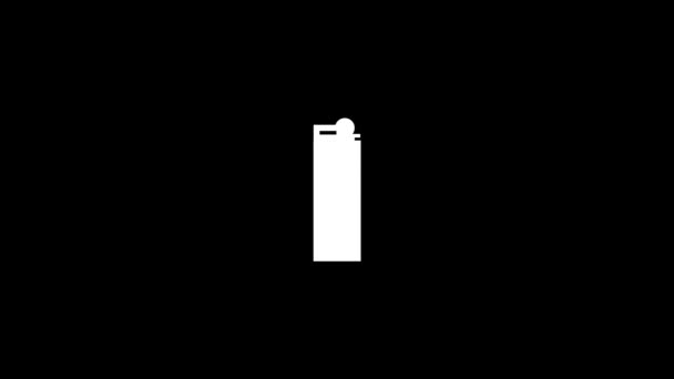 Weißes Feuerzeug Symbol Auf Schwarzem Hintergrund Zum Zigarettenrauchen Dynamisches Filmmaterial — Stockvideo