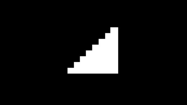 黒の背景に階段の白いアイコン 企業でのキャリア成長です プロジェクトのダイナミックスタイル映像 モーショングラフィックスと合成のための4Kビデオアニメーション — ストック動画