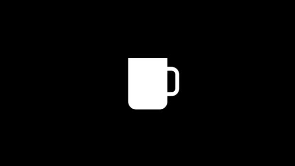 White Icon Mug Black Background Drink Relax Dynamic Style Footage — Stock Video