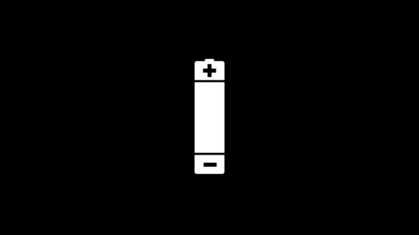 Bílá Ikona Baterie Černém Pozadí Úspora Energie Pro Přístroje Záběry — Stock video