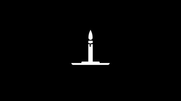 Bílá Ikona Svíčky Černém Pozadí Osvětlení Pokojů Noci Záběry Dynamického — Stock video