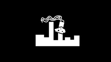 Dünya Ticaret Merkezi 'nin siyah arka planda bombalanmasının izole edilmiş bir ikonu. Şehir arka planında bir felaket. Projeniz için dinamik tarzda görüntüler. Hareket grafikleri için 4K video animasyonu ve