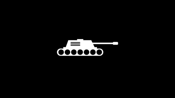 Geïsoleerde Pictogram Van Tank Een Zwarte Achtergrond Militaire Uitrusting Dynamische — Stockvideo