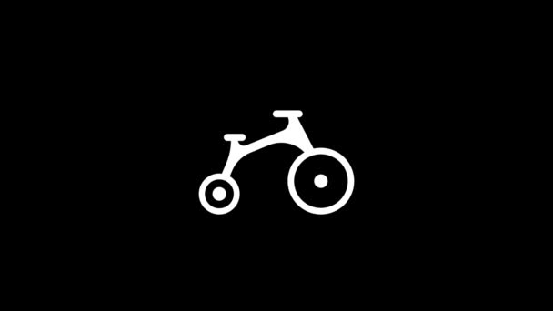 Μεμονωμένη Εικόνα Του Ποδηλάτου Μαύρο Φόντο Παιδικό Παιχνίδι Δυναμικό Υλικό — Αρχείο Βίντεο