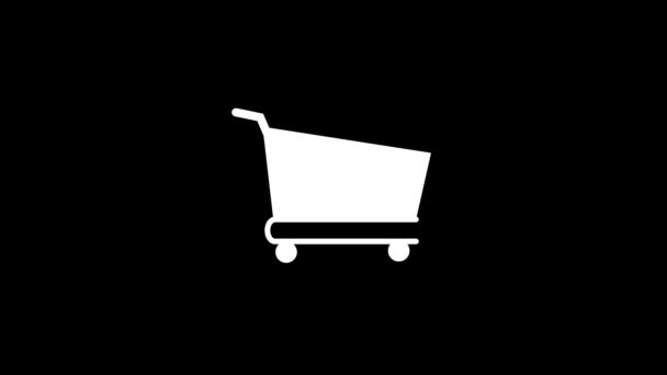 Isolated Icon Cart Black Background Grocery Shopping Dynamic Style Footage — Vídeo de Stock