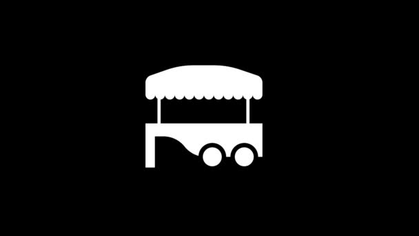 在狂欢节上 在一个黑色的背景上 孤立的购物车图标 有货物的嘉年华推车 您的项目的动态风格镜头 4K视频动画 用于运动图形和合成 — 图库视频影像
