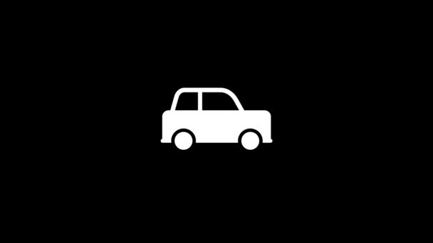 黒い背景にスマートカーの独立したアイコン カップルのための小さな車 プロジェクトのダイナミックスタイル映像 モーショングラフィックスと合成のための4Kビデオアニメーション — ストック動画