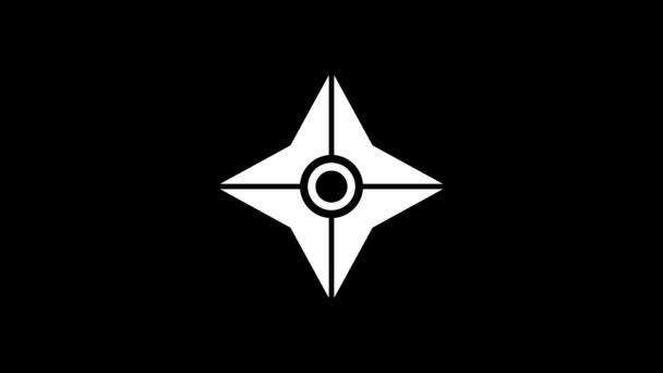 Isolated Icon Shuriken Black Background Ninja Weapon Dynamic Style Footage — Vídeo de Stock