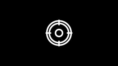 Siyah arka planda izole edilmiş görüntü simgesi. Atışı hedefliyorum. Projeniz için dinamik tarzda görüntüler. Hareket grafikleri ve birleşikliği için 4K video animasyonu