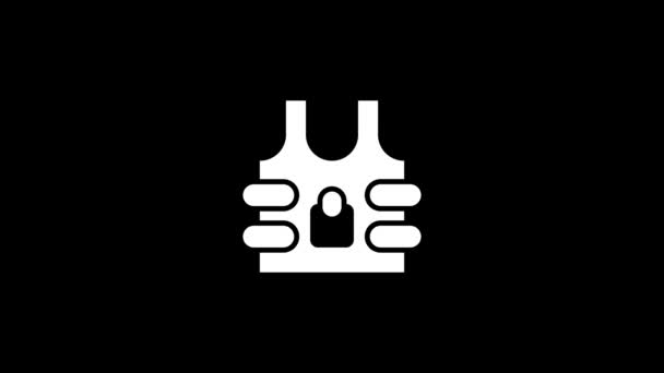 Изолированная Икона Бронежилета Черном Фоне Безопасность Воина Время Войны Динамический — стоковое видео
