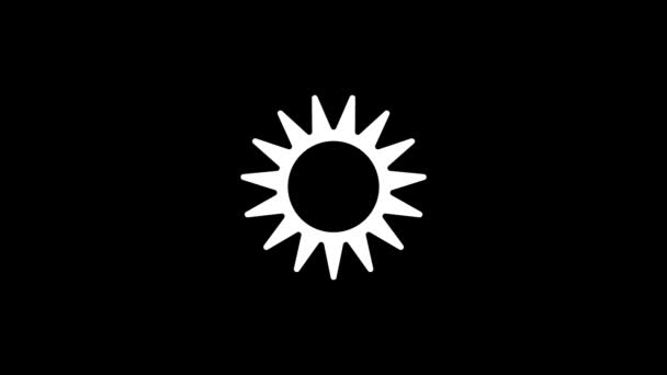 Izolovaná Ikona Slunce Černém Pozadí Sluneční Paprsky Moře Pláži Záběry — Stock video
