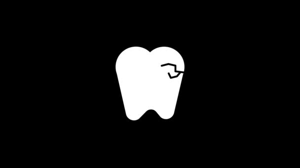 Изолированная Икона Больного Зуба Черном Фоне Больной Человеческий Зуб Динамический — стоковое видео