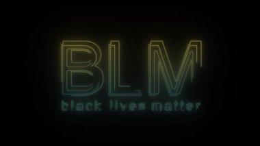 Glowing neon blm icon on black background. defending their rights. 4K video animation for motion graphics and compositing.