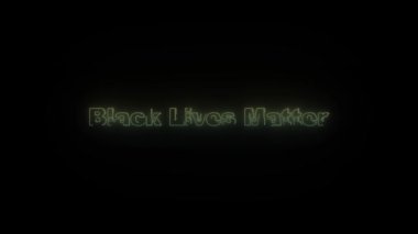 Glowing neon black lives mater icon on black background. upholding the rights of minorities. 4K video animation for motion graphics and compositing.
