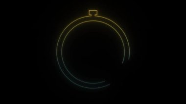 Glowing neon stopwatch icon on black background. sports achievements for the athlete. 4K video animation for motion graphics and compositing.