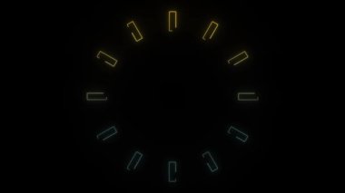 Glowing neon watch icon on black background. time of day. 4K video animation for motion graphics and compositing.