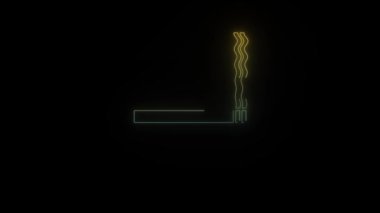 Glowing neon cigarette icon on black background. smoking allowed. 4K video animation for motion graphics and compositing.