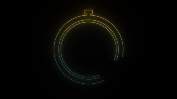 Glowing Neon Timer Icon Black Background Sport Achievements Video Animation — Stock Video