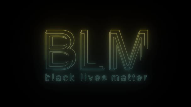 Glowing Neon Blm Icon Black Background Defending Rights Video Animation – stockvideo