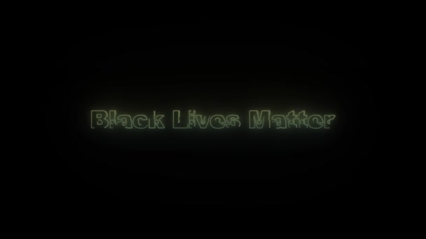 Glowing Neon Black Lives Mater Icon Black Background Upholding Rights — Vídeo de Stock