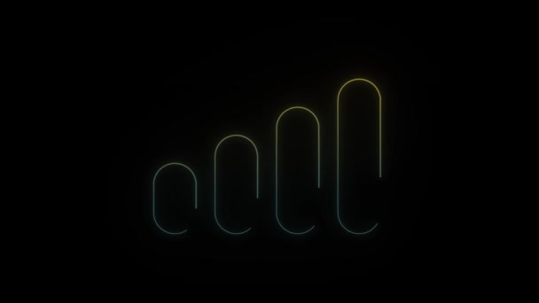 Glowing Neon Antenna Icon Black Background Network Connection Video Animation — 图库视频影像