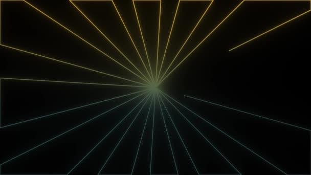Glowing Neon Lines Icon Black Background Rays Video Animation Motion — Wideo stockowe